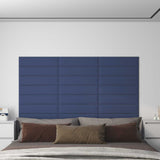 Testiera da Parete 12 pcs 60 x 15 cm Blu Tessuto