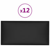 Testiera da Parete 12 pcs 60 x 30 cm Nero Tessuto