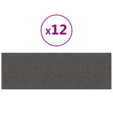 Testiera da Parete 12 pcs Grigio scuro 90 x 30 cm Tessuto