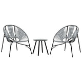 Set di Sedie da Giardino 3pz in Polyrattan Nero e Grigio Chiaro