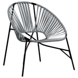 Set di Sedie da Giardino 3pz in Polyrattan Nero e Grigio Chiaro