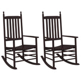 Sedie a Dondolo Sedute Curve 2 pz Marroni Legno Massello Pioppo