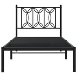 Giroletto con Testiera in Metallo Nero 80x200 cm