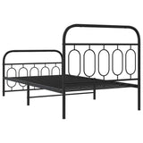 Giroletto con Testiera e Pediera Metallo Nero 100x190 cm