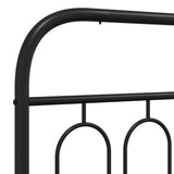 Giroletto con Testiera e Pediera Metallo Nero 100x190 cm