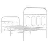 Giroletto con Testiera e Pediera Metallo Bianco 90x200 cm