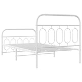 Giroletto con Testiera e Pediera Metallo Bianco 100x200 cm