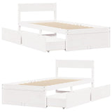 Giroletto senza Materasso Bianco 100x200 cm Legno Massello Pino