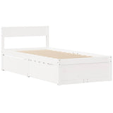 Letto senza Materasso Bianco 75x190 in Legno Massello di Pino