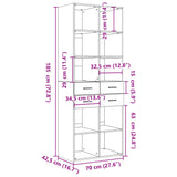 Credenza Rovere Fumo 70x42,5x185 cm in Legno truciolato