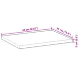 Piano per Tavolo 60x30x2 cm Rettangolare Legno Massello Acacia