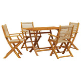 Set Pranzo da Giardino 5 pz Beige Polipropilene/ Legno Massello