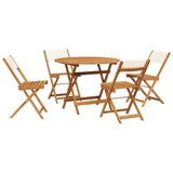 Set Pranzo da Giardino 5pz Crema in Tessuto e Legno Massello