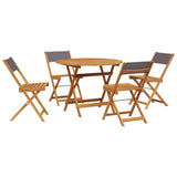 Set Pranzo da Giardino 5pz Antracite Tessuto e Legno Massello