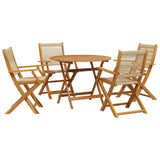 Set Pranzo da Giardino 5 pz Beige Polipropilene/ Legno Massello