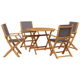 Set Pranzo da Giardino 5pz Antracite Tessuto e Legno Massello