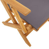 Set Pranzo da Giardino 5pz Antracite Tessuto e Legno Massello