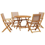 Set da Pranzo da Giardino 5 pz Tortora Tessuto e Legno Massello
