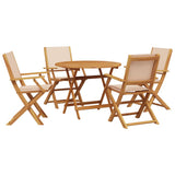 Set Pranzo da Giardino 5 pz Beige in Tessuto e Legno Massello