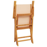 Set Pranzo da Giardino 5 pz Beige in Tessuto e Legno Massello