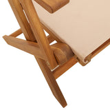 Set Pranzo da Giardino 5 pz Beige in Tessuto e Legno Massello