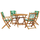 Set Pranzo da Giardino 5 pz Foglie in Tessuto e Legno Massello