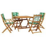 Set Pranzo da Giardino 5 pz Foglie in Tessuto e Legno Massello
