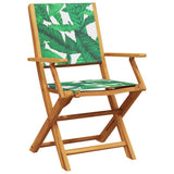 Set Pranzo da Giardino 5 pz Foglie in Tessuto e Legno Massello