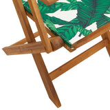 Set Pranzo da Giardino 5 pz Foglie in Tessuto e Legno Massello