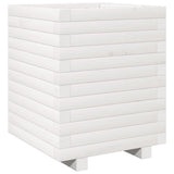 Fioriera da Giardino Bianca 40x40x49,5cm Legno Massello di Pino