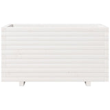 Fioriera da Giardino Bianca 90x40x49,5cm Legno Massello di Pino