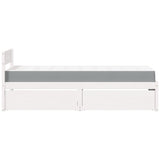 Letto Cassetti e Materasso Bianco 100x200cm Legno Massello Pino