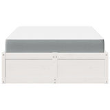 Letto con Materasso Bianco 120x190 cm in Legno Massello di Pino