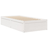 Letto con Materasso Bianco 90x190 cm in Legno Massello di Pino