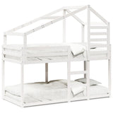 Letto a Castello con Tetto Bianco 90x200 cm in Legno di Pino