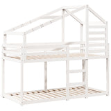Letto a Castello con Tetto Bianco 90x200 cm in Legno di Pino