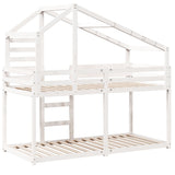 Letto a Castello con Tetto Bianco 90x200 cm in Legno di Pino