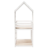 Letto a Castello con Tetto Bianco 90x200 cm in Legno di Pino