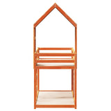 Letto a Castello con Tetto Cera 90x200 cm Legno Massello Pino