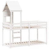 Letto a Castello con Tetto Bianco 90x200 cm in Legno di Pino