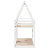 Letto a Castello con Tetto Bianco 90x200 cm in Legno di Pino