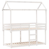 Letto a Castello con Tetto Bianco 90x200 cm in Legno di Pino
