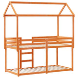 Letto a Castello con Tetto Cera 90x200 cm Legno Massello Pino