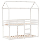 Letto a Castello con Tetto Bianco 90x200 cm in Legno di Pino