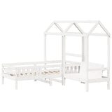 Giroletto con Panca e Tetto Bianco 75x190cm Legno Massello Pino