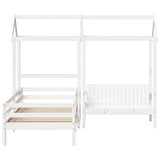 Giroletto con Panca e Tetto Bianco 75x190cm Legno Massello Pino