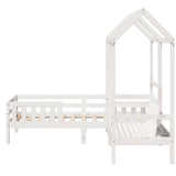Giroletto con Panca e Tetto Bianco 75x190cm Legno Massello Pino