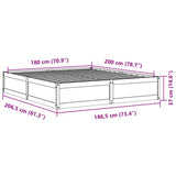 Letto senza Materasso 180x200 cm in Legno Massello di Pino