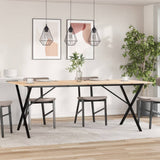 Tavolo da Pranzo Telaio a X 200x100x75 cm Legno Pino e Acciaio