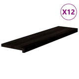 Gradini 12 pz Marrone-nero 100x25x2 cm Legno Massello Rovere